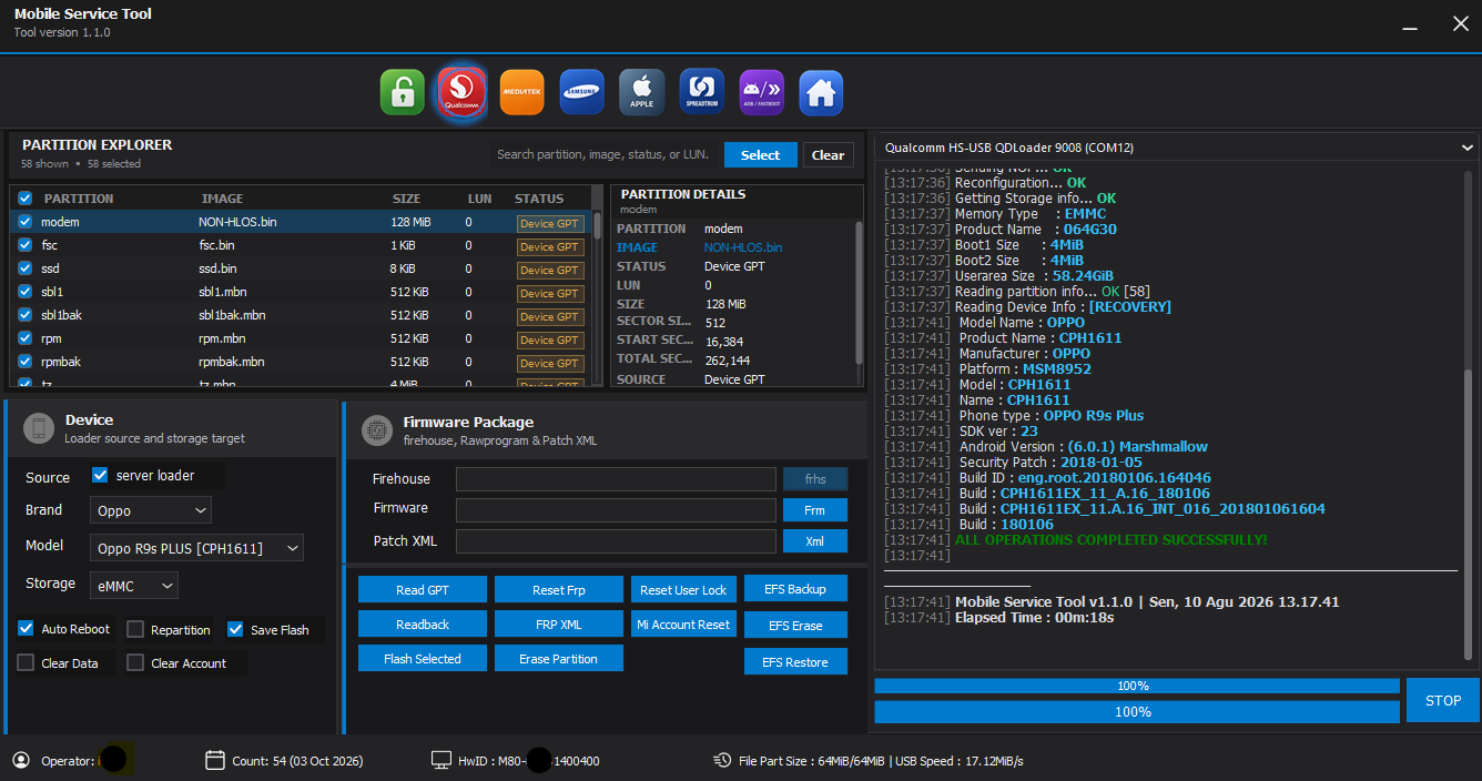 Mobile Service Tool technician workspace